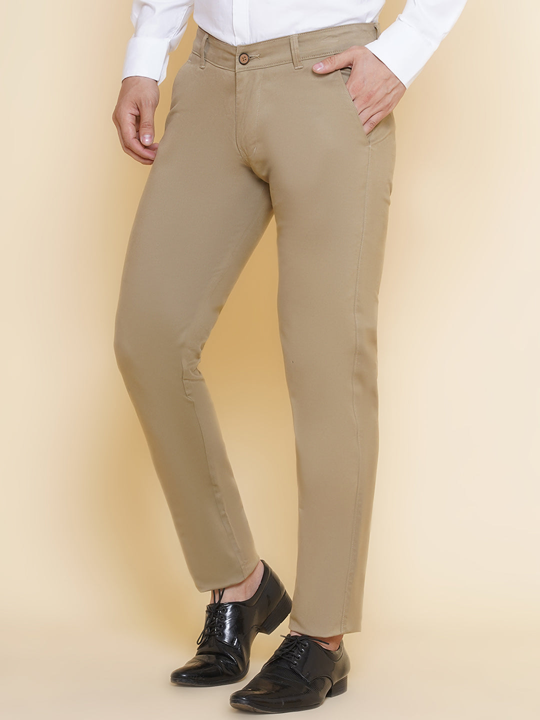 Louis Monarch Men Regular Fit Chiku Pure Cotton Trousers
